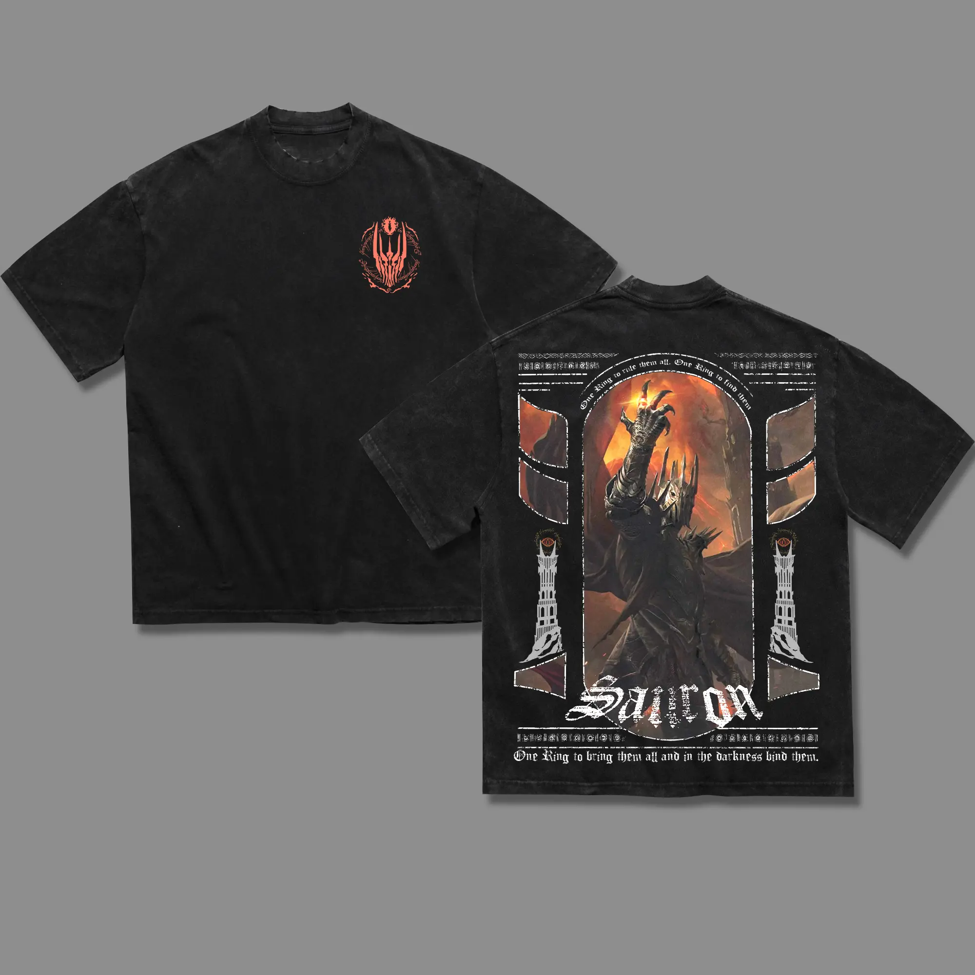 lord Sauron Ring of power Lord of the Rings V2 Menswear Gift for movie fans Top Apparel Classic Oversized Seamless Simple Straight Man designer shirts Men's Regular Fit Floral Print Tee logo ver