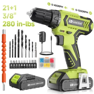 Fadak Walt Power Drill & Screwdriver Combo Set — 1 drill, 1 charger, 22 options available, high torque, household tool, large battery for long runtime