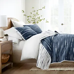 Horizon Lines Reversible Quilted Coverlet Set