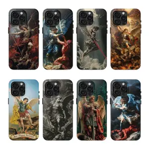 Arcangel Saint Michael Phone Case, Archangel Warrior Angel Protective Cover, Religious Catholic Christian Aesthetic Case for iPhone 11 12 13 14 15 16 17 Pro Max Plus