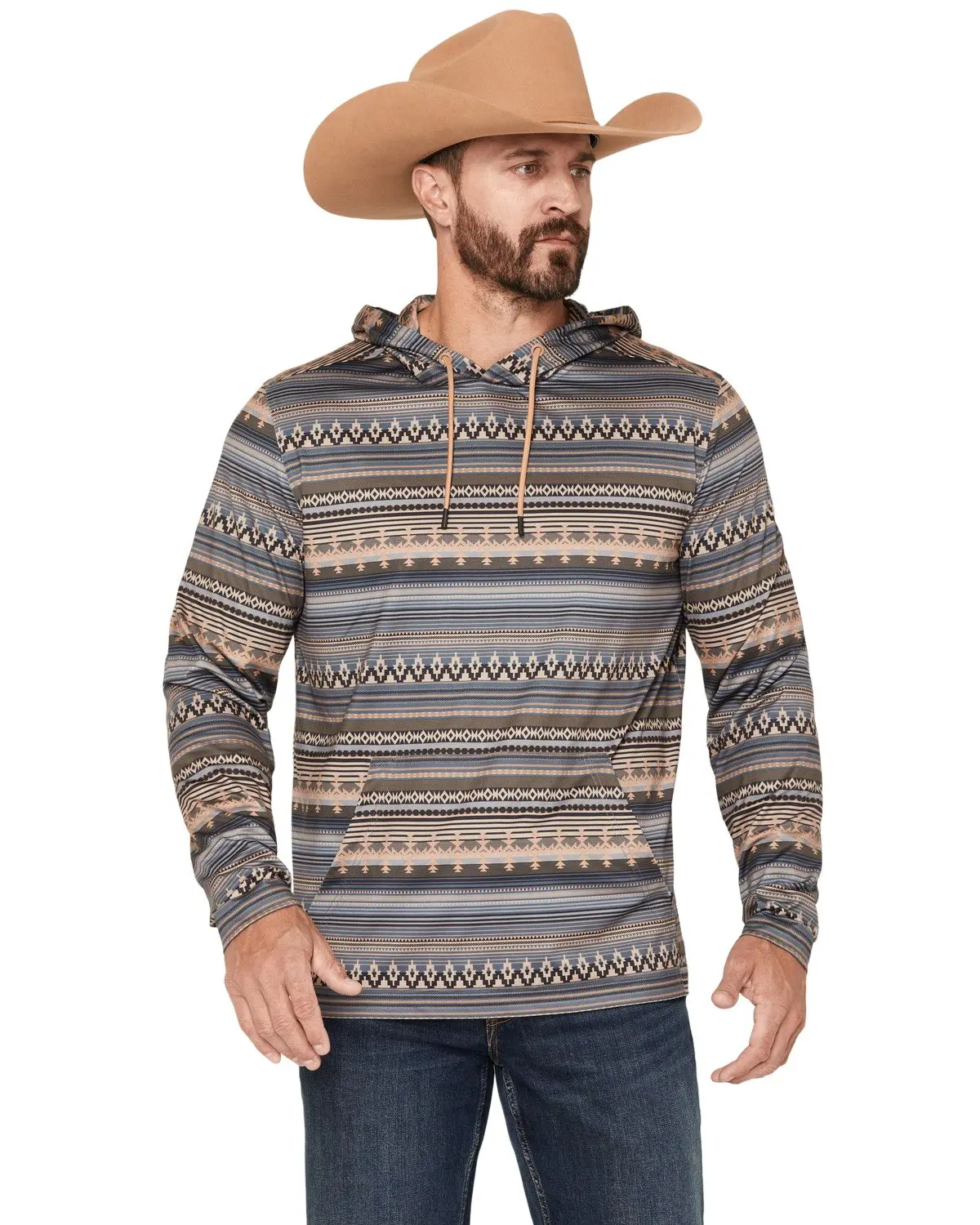 Rank 45 Men's 45&Reg; Men'S Stone Mesa Southwestern Print Tech Hooded - Rmfa26k10-Gy