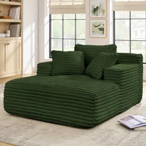 Eyisean 63" Oversized Corduroy Boneless Chaise Lounge Chair for Bedroom, No Assembly Required, Cozy Reading Chair Indoor with Pillows, Cloud Couch Small Sleeper Sofa Bed for Living Room