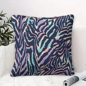 Colorful Zebra Print Throw Pillow with Core, Navy Blue Pastel Animal Print Accent Cushion, Soft Decorative Pillow for Living Room Bedroom Couch Sofa Bed, Includes Pillow Insert, Home Decor Gift