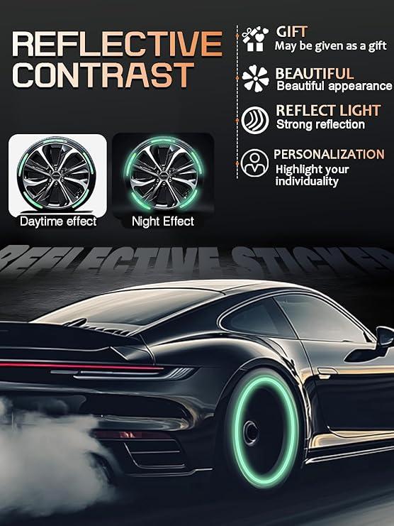 Car Wheel Reflective Decorative Strip,Night Safety Warning Stickers,Cars,Motorcycles,Bicycles are Applicable, Colorful and Diverse, a Street The Most Beautiful Car