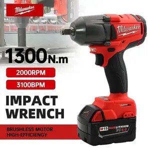 Milwaukee Cordless Electric Wrench 18V 800N.M Torque Brushless Impact Wrench 12.0Ah Battery & Charger