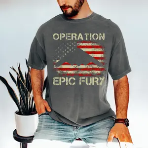 Operation Epic Fury Shirt, B-2 Stealth Bomber Military Graphic, Patriotic Veteran Gift, Unisex USA Apparel