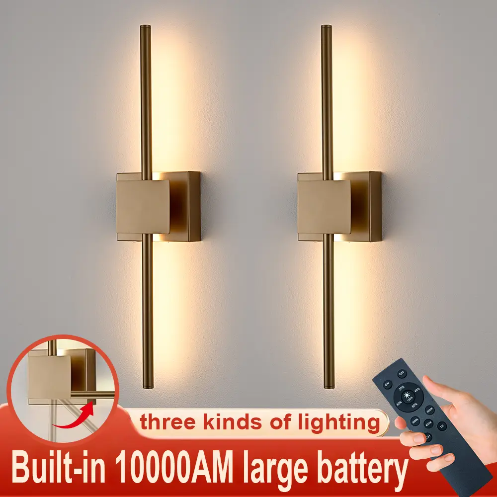 Cordless Modern LED Wall Sconce with Remote Control & Button, 10000 mAh Rechargeable Batteries, 3-Color Dimmable Adjustable Lights for Bedroom Lighting & Atmosphere Lighting, Indoor Home Decor Fixture #LEDWallSconce #BatteryOperatedLight