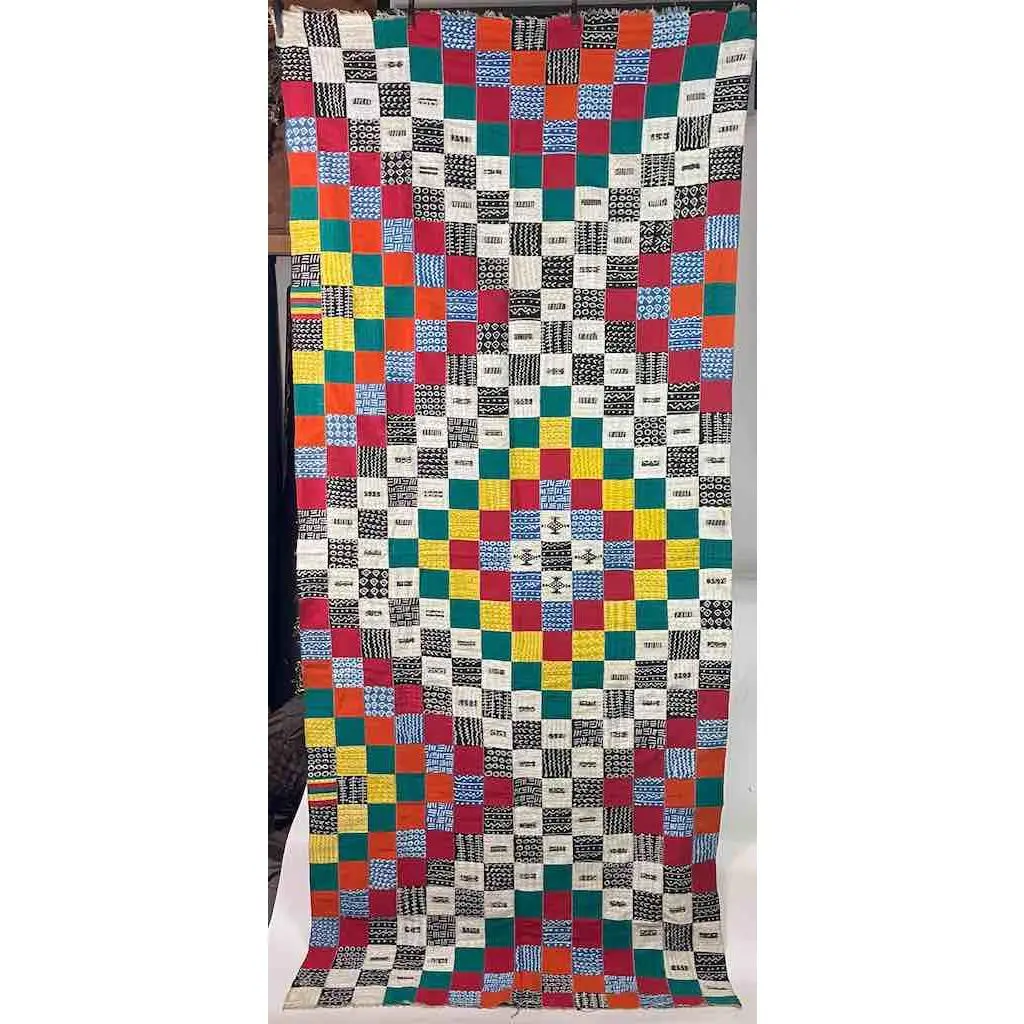 XL Fulani Peulh African Colorful Mudcloth Textile | 99 x 41"