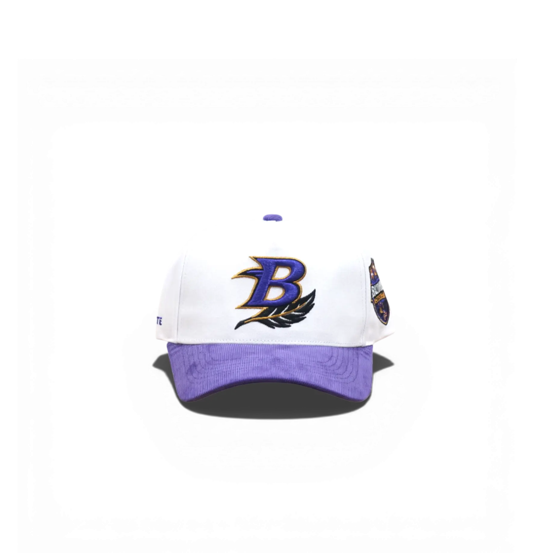 Baltimore White with Purple corduroy Brim