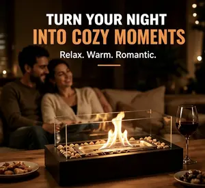 Tabletop Fire Pit – Smokeless Indoor Ethanol Fireplace with Glass Panels, Cozy Spring Home Decor for Rainy Days & Chilly Nights, Mini Fire Pit for Relaxing, Date Nights & S’mores
