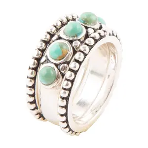 Barse Artisan Crafted Triple Play Composite Turquoise Ring