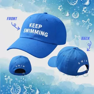 [Made-To-Order] Embroidered KEEP SWIMMING Cap, Swim Arirang Fan Merch, Embroidered Vintage Baseball Cap