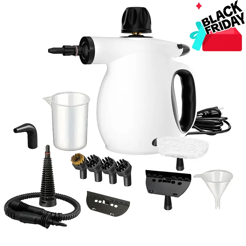 Handheld Pressurized Steam Cleaner with 12-Accessory Kit, 230°F High-Temp Degreaser Steam Mop for Floors, Compact Bagless Filter-Free Multi-Surface Home Kitchen Bathroom Cleaning Tool, Steam Mop Floors, Compact Steam Cleaners