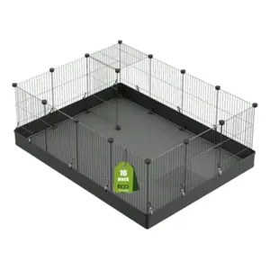 DIY Small Animal Playpen Pet Playpen With Door And Waterproof Mat Rabbit Guinea Pig Cages Puppy Kitten Playpen Indoor Outdoor Portable Metal
