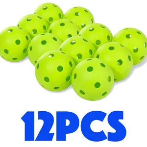 12 Pack Seamless Pickleballs 40 Holes Bright Green Practice Balls One Piece Design Lightweight Active Play Accessory for All Court Types