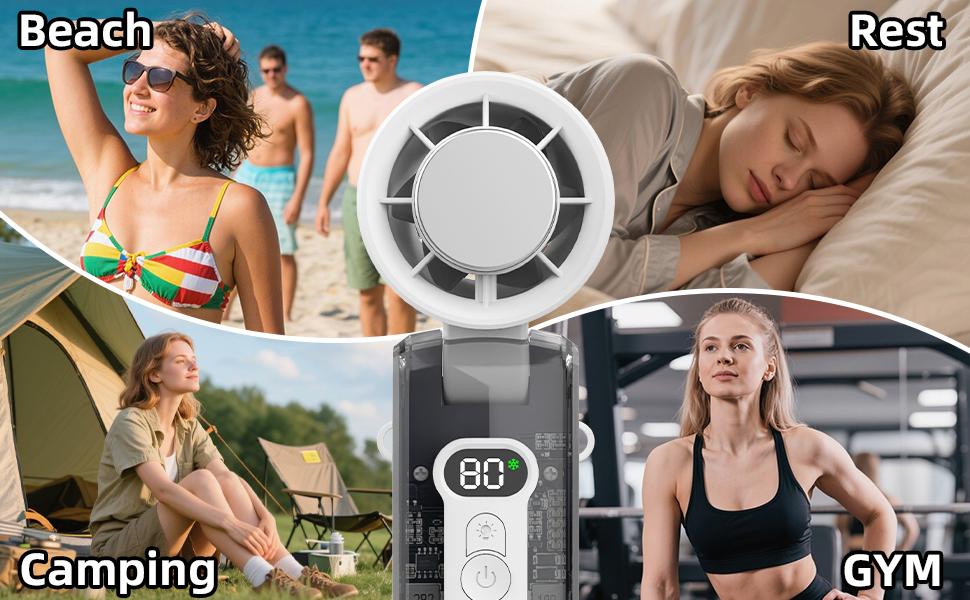 Portable Handheld Cooling Fan — 3600mAh High-Capacity Battery, 1–100 Level Stepless Adjustment, Built-in Cooling Compress Function and LED Emergency Light; Compact and Mini-Sized — Ideal for Home, Work, Travel, or Gifting.