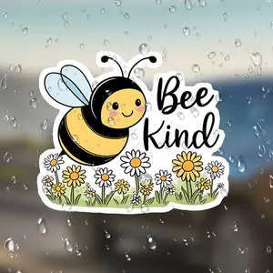 Cute Bee Inspirational Stickers for Cars Laptops Refrigerators Suitcases Plastic Surfaces, Decorative Decals, Adhesive Designs, Bumper Sticker, Truck Decals, Vehicle Exterior Decoration