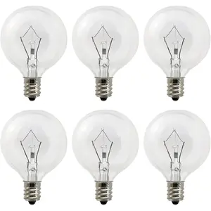 Wax Warmer Bulbs 6 Pack, G50 25 Watt Light Bulbs for Full Size Scentsy Warmers, E12 Base G16.5 Globe Clear Bulb for Candle Wax Warmer, Long Lifespan, 120 Volt