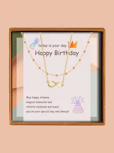 Figure 8 Design Pendant Necklace with Gift Box, with Greeting Card, Fashion Jewelry for Party, Daily Clothing Decor, Trendy All-match & Exquisite Jewelry for Birthday Gift