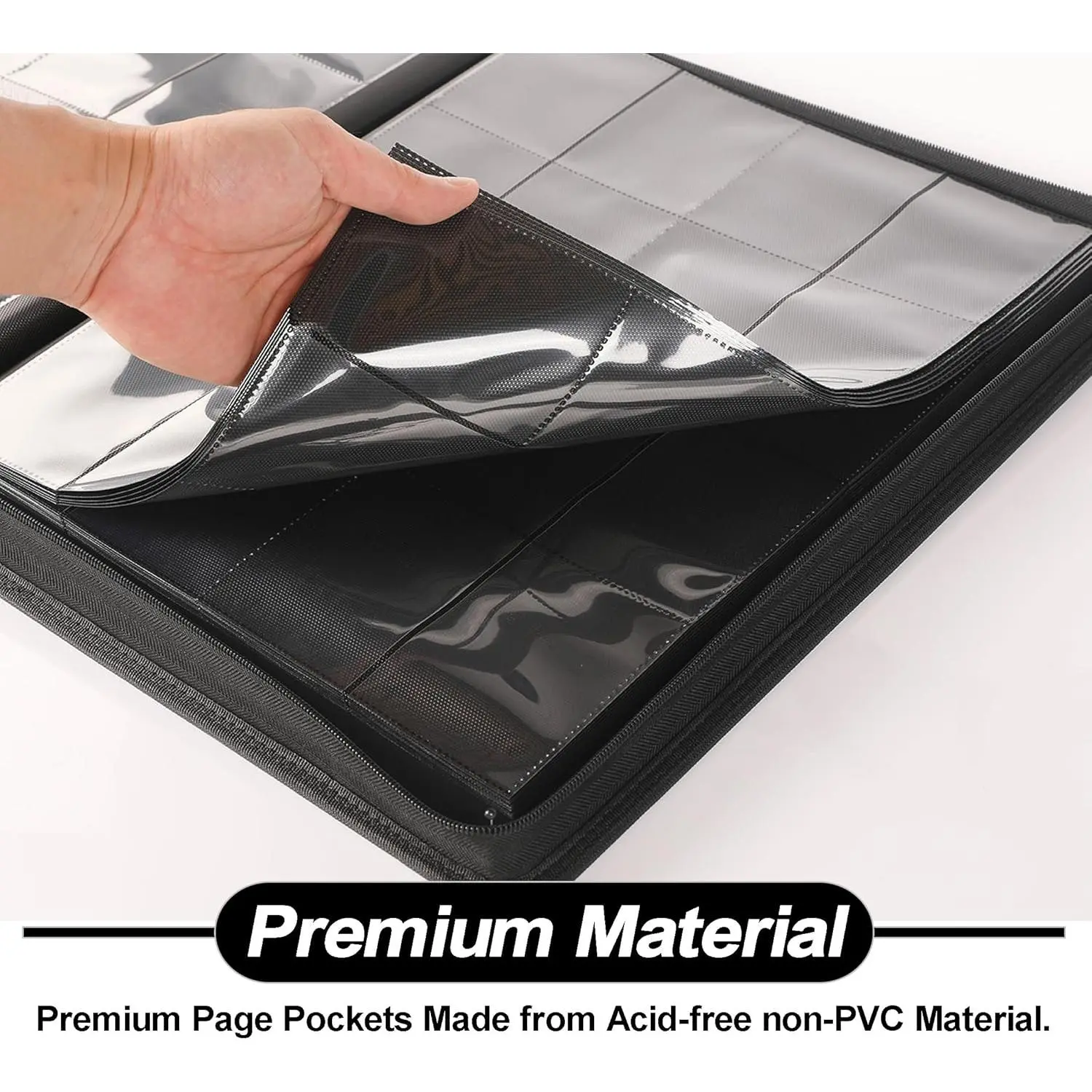 1500 card binder Premium 1000+ Pockets Trading Binder, 16-Pocket Ringless Side-Loading Album for TCG, MTG, Lorcana, Sports & Standard-Size Cards (Black2) : Toys & Games with a textured surface Rayvol Slab Binder, Holds 60