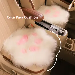 Autumn Winter Plush Car Seat Cushion, Soft Fufu Cat Paw Design, Cozy Warm Car Seat Cover, Adorable Car Interior Accessory, Cute Car Seat Covers