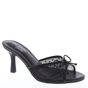 Bettie - Women's COMFORT INSOLE Ankle Strap Heeled Sandals - Black Lace Design, Comfortable Footwear Shoe