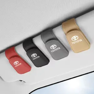 Car Sun Visor Sunglasses Holder Leather Glasses Clip For Toyota
