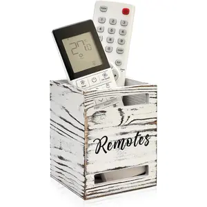 Small Remote Control Holder for Table Bedside Organizer Controller Holder Remote Holders Wall Mount Remotes Organizer for Bed Couch Wooden Control Box Wall Storage Rustic Accessories for TV Stand