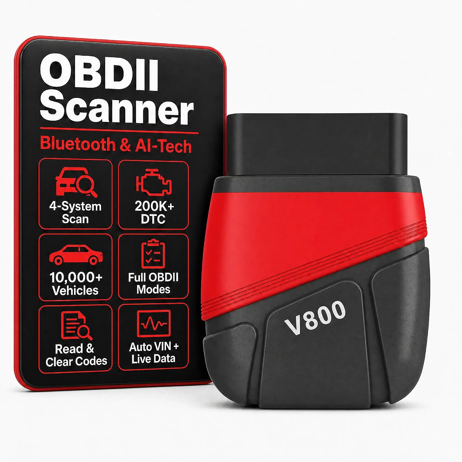 OBD2 Bluetooth AI Diagnostic Tool - Car Engine, AT, ABS, SRS Repair Scanner for Automotive & Motorcycle OBD-II Systems