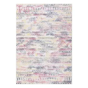 6 ft x 4 ft Polyester Multi-Color Geometric Striped Rip-Resist Area Rug, Modern Machine-Washable Rectangular Rug for Living Room, Dining Room, Rip-Resist Area Rugs