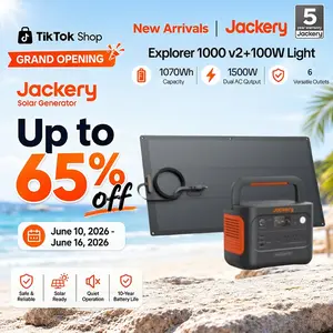 [Opening Ceremony] The Jackery Explorer 1000 v2 portable power station comes paired with a foldable 100W solar panel. Featuring a 1070Wh LiFePO₄ battery and 1500W rated output, it supports one-hour fast charging.