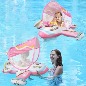 Swimbobo Baby Plane Swim Ring, with or Without Canopy, UV Protection, Sunscreen-Free Playtime, Ideal for Kids' Water Fun