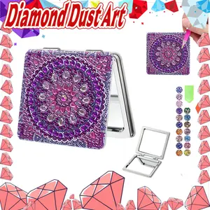 1-Piece Portable Diamond Painting Compact Mirror — Ideal Festival Gift for Wallets & Travel — Diamond Painting Kit featuring Mandala Patterns — Double-Sided Makeup Mirror — DIY Special-Shaped Art & Craft Project for Beginners