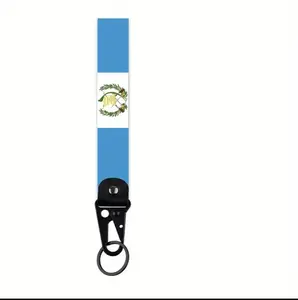 Embroidered keychain with the Guatemalan flag, 1 piece, polyester, simple style, keychain for motorcycle, car, backpack, novelty accessory for men, gift.