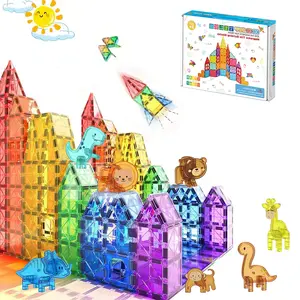 40/60pcs Magnetic Building Blocks Toy, Large Size Creative Construction Set, Kids Architect Toys, Christmas Thanksgiving New Year Birthday Gift, Magnetic Tiles Set