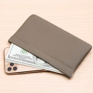 PrimPick Self-closing full-length genuine cowhide wallet for passport, driver's license, documents, headphones, data cable, cash storage, makeup bag, and cosmetic bag. All made of top-grade full cowhide on the inside and outside