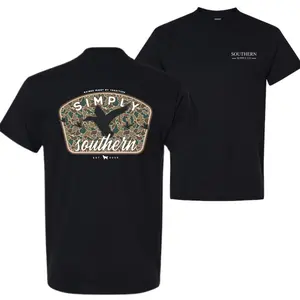 Southern Camo Duck Fly T-Shirt, Graphic Tee Outdoor Adventure Style Unisex TShirt Cotton Shirt Perfect Gift for Nature and Wildlife Lovers