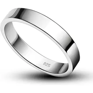 Solid 925 Sterling Silver Comfort Fit Polished Plain Band Ring Wedding Bands for Men Women 3.5mm Size 4 to 12