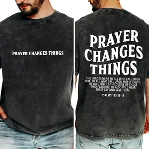 Prayer Changes Everything Vintage Patterned T-Shirt PSALMS 145:18-19 Made In USA For Women For Men [Urbanvoice Decay.US cotton t-shirt/sweatshirt/hoodie, soft and comfortable]