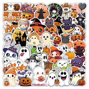 50-Piece Halloween Classic Stickers - Decorative Decals for Notebooks, Phone Cases, Jack-O'-Lanterns & Journals