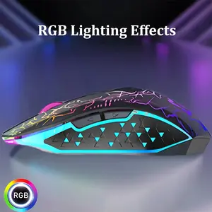 Bluetooth 5.2 Gaming Mouse RGB Silent Rechargeable Mouse with 1600 DPI Adjustable 6-Button Layout for PC Laptop Macbook Type-C Charging