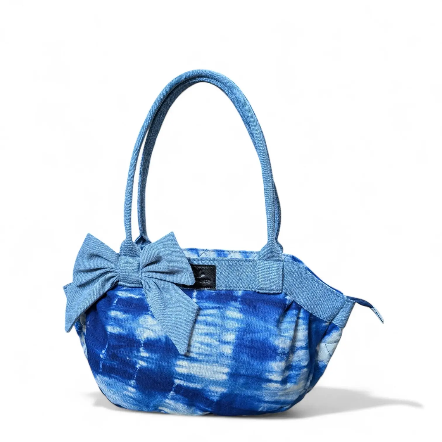 Wildgeese Flora Bag Handmade Indigo Tie-Dye Shoulder Bag -Denim Tote with Bow