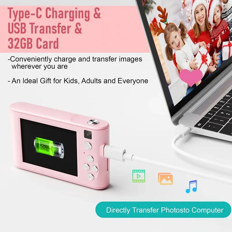 HD Digital Camera 8x Digital Zoom Camera for Vlog 3.0 Inch LCD Rechargeable Camera, Photography Camera for Teenagers and Beginners Supports 64GB TF Card for Photos, Videos and Cameras Thanksgiving and New Year Gift Portable and Durable Christmas Men Pink