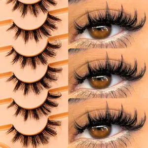 7 Pairs Lashes Fluffy Wispy Lashes Natural Look 3D False Eyelashes D Curl Strip Lashes 7 Pairs Short Fake Eyelash Pack