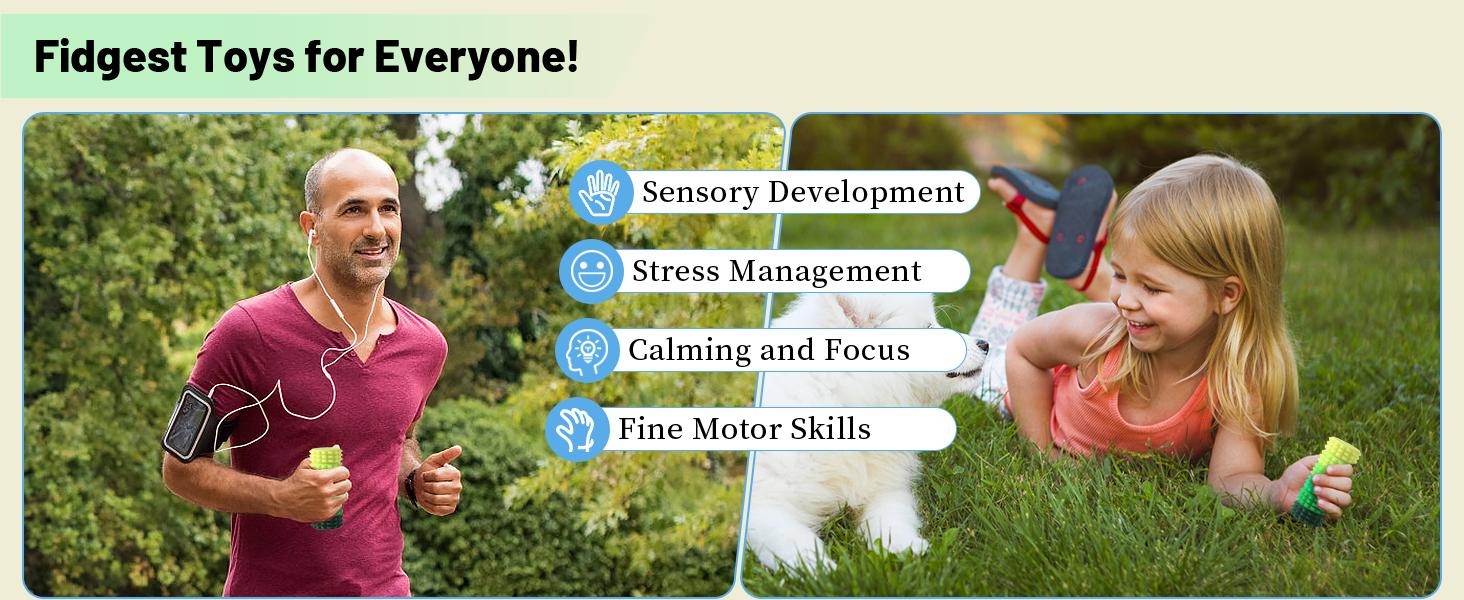 Silicone Magnetic Stress Balls, 6 Pack Pain Stim Fidget Toys Adults & Teens, Sensory Toys for Kids with Autism ADHD with Storage Box, Stress Relief & Focus Handheld Roller for Office Travel Classroom(green)