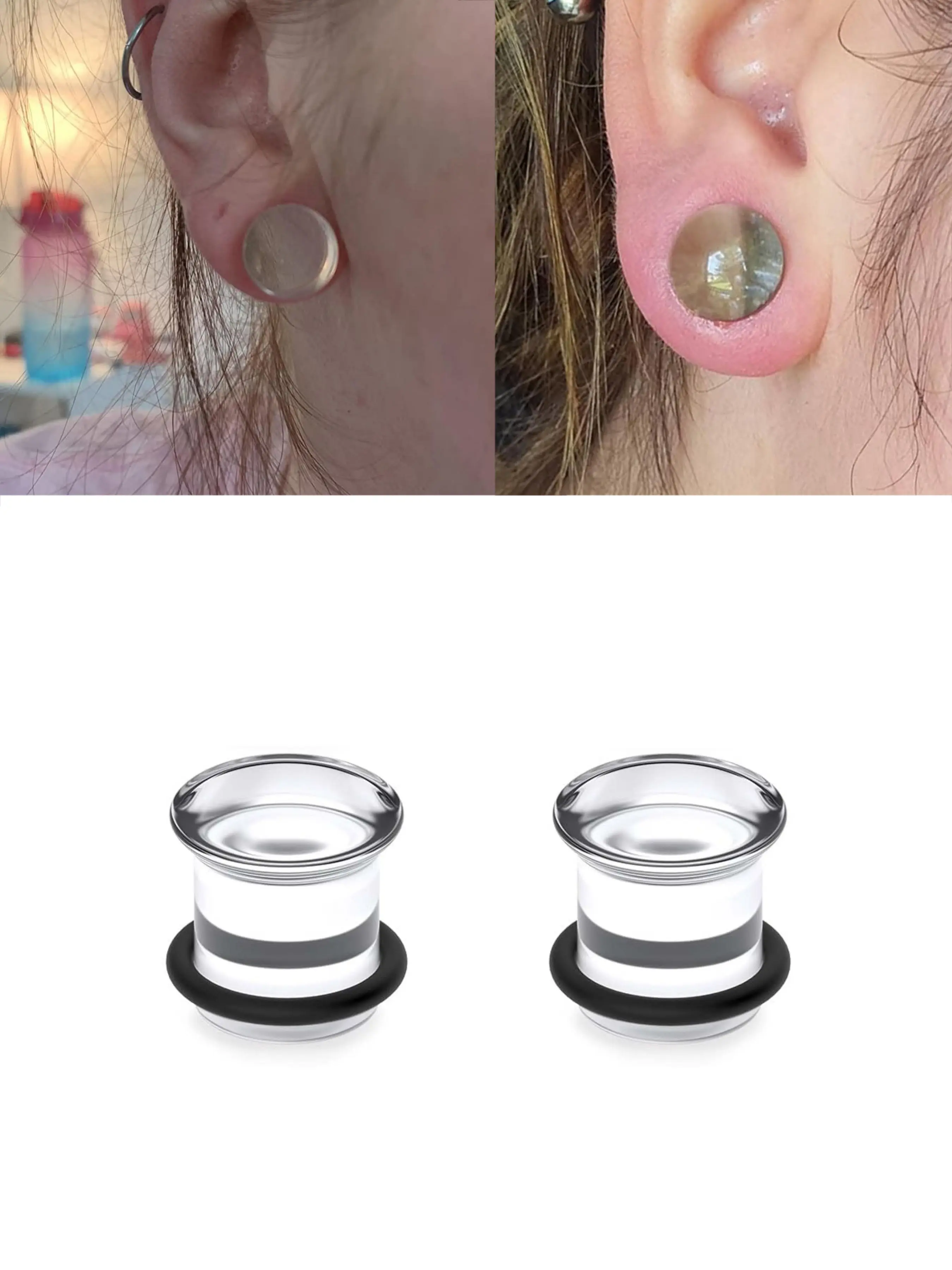 5 -20mm Solid Acrylic Clear Gauges Stretching Kit Plugs for Ears Gauges Plastic Single Flare Tunnels Stretching Kit Ear Expander Piercing Jewelry Women Men Ear Accessories