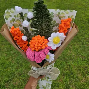 Beautiful Flower Bouquet Crochet Flowers Custom Flower Bouquet Anniversary Flowers Birthday I'm Sorry Bouquet Echinacea Flower Carnation Flower