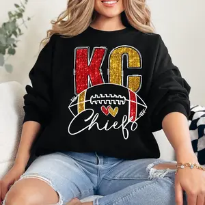 [Sale off up to 50%] KC Football Not Faux Sparkle Apparel Sweatshirt, Fan Gift Unisex Sweatshirt, KC Football Sweatshirt, T-shirt,  Game Day Shirt, Football Retro Style, Classic Gameday Outfit 100% Cotton, Gift for Football Fans, Graphic Streetwear shirt