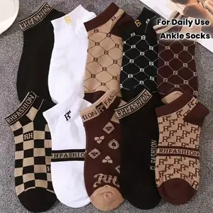 10 Pairs Socks Men's Short Socks Trend Fashion Ruffian Handsome High-value Street Men's Socks, Thin Moisture-absorbing Sweat-wicking Socks in Spring and Summer, Sports and Leisure Trendy Street-style Men's Short Socks, Suitable for Daily Use