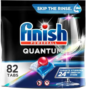 FINISH Quantum Powerball, Dishwasher Pods, Dishwasher Detergent Liquid, Dishwasher Soap, Advanced Household Cleaning & Shine, 82ct Dishwasher Tablets